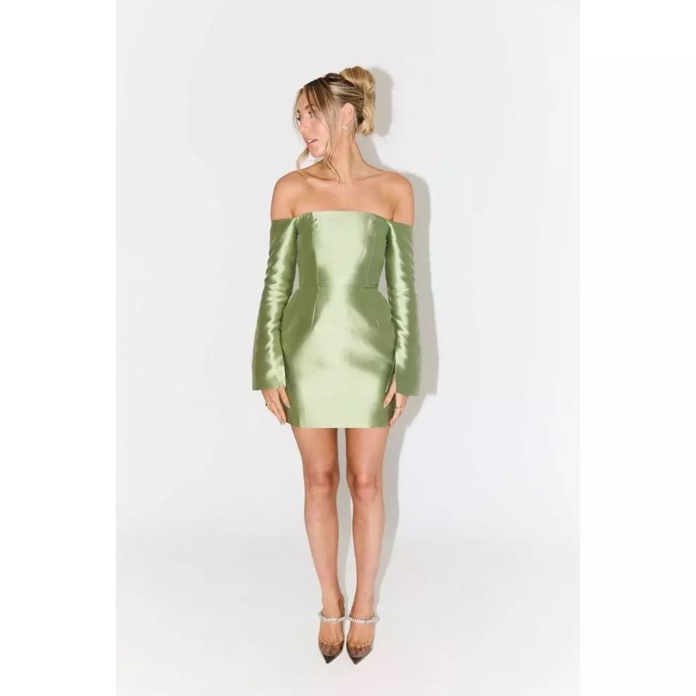 NWT odd muse Ultimate Muse Tulip Skirt Mini Dress in Green Sage Cactus Lilypad - Picture 3 of 10